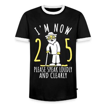 25th birthday 25th 25th I'm 25 years old now - Men's Ringer Shirt - black/white - Front - AI Model Female 172 light (172cm) & AI Model Male 178 light (178cm)