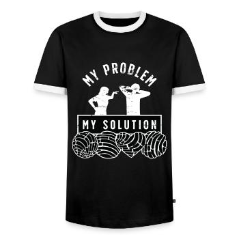 Conchas amant mon problème ma solution pictogramme papa - T-shirt contrasté Homme - noir/blanc - Devant - AI Model Female 172 light (172cm) & AI Model Male 178 light (178cm)