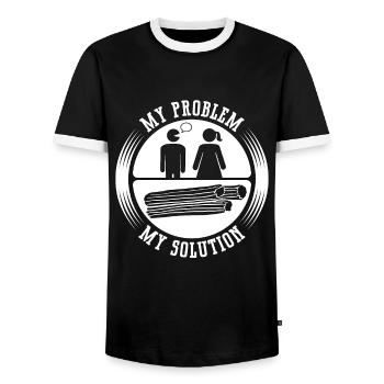 Churros Lover My Problem My Pictogram Mom Dad - Men's Ringer Shirt - black/white - Front - AI Model Female 172 light (172cm) & AI Model Male 178 light (178cm)