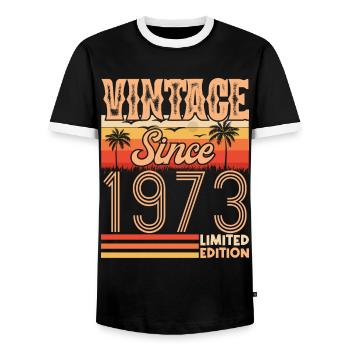 1973. Jahrgang Jahrgang 1973 Geburtstag - Männer Kontrast-T-Shirt - Schwarz/Weiß - Vorne - AI Model Female 172 light (172cm) & AI Model Male 178 light (178cm)