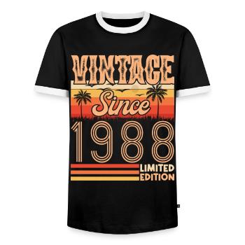 anniversaire 1988. Vintage né en 1988 anniversaire - T-shirt contrasté Homme - noir/blanc - Devant - AI Model Female 172 light (172cm) & AI Model Male 178 light (178cm)