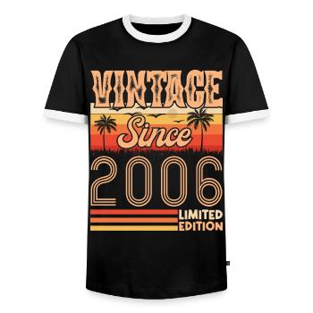 anniversaire 2006. Vintage né en 2006 anniversaire - T-shirt contrasté Homme - noir/blanc - Devant - AI Model Female 172 light (172cm) & AI Model Male 178 light (178cm)