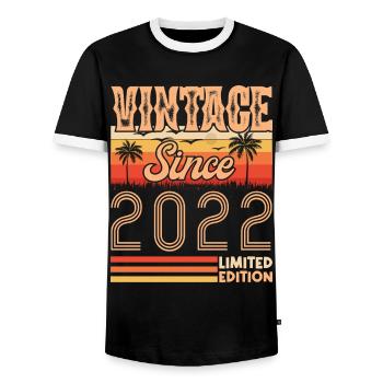 anniversaire 2022. Vintage né en 2022 anniversaire - T-shirt contrasté Homme - noir/blanc - Devant - AI Model Female 172 light (172cm) & AI Model Male 178 light (178cm)
