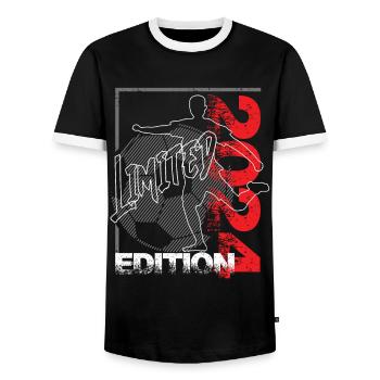 Football en édition limitée 2024 en édition limitée - T-shirt contrasté Homme - noir/blanc - Devant - AI Model Female 172 light (172cm) & AI Model Male 178 light (178cm)