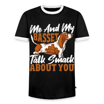Hundeliebhaber Tierliebhaber Basset Hound Hund - Männer Kontrast-T-Shirt - Schwarz/Weiß - Vorne - AI Model Female 172 light (172cm) & AI Model Male 178 light (178cm)