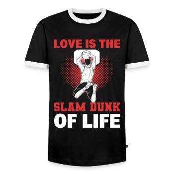 Basket Couple Love Basketball Must Haves for - Men's Ringer Shirt - black/white - Front - AI Model Female 172 light (172cm) & AI Model Male 178 light (178cm)