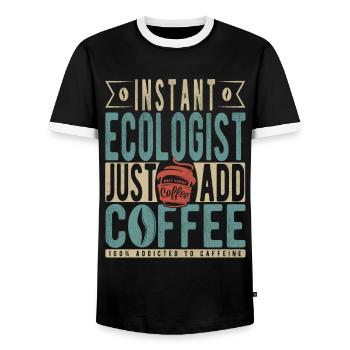 Instant Ecologist Just Add Coffee - Men's Ringer Shirt - black/white - Front - AI Model Female 172 light (172cm) & AI Model Male 178 light (178cm)