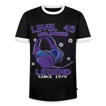 Level 45 freigeschaltet Spieler zum 45-jährigen - Männer Kontrast-T-Shirt - Schwarz/Weiß - Vorne - AI Model Female 172 light (172cm) & AI Model Male 178 light (178cm)