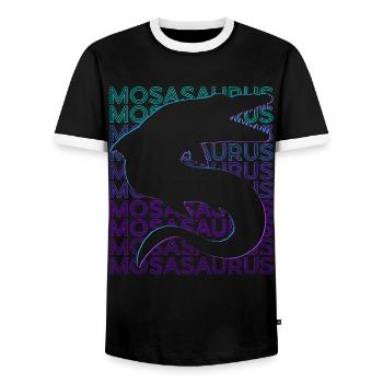 Mosasaurus Dinosaure Rétro - T-shirt contrasté Homme - noir/blanc - Devant - AI Model Female 172 light (172cm) & AI Model Male 178 light (178cm)