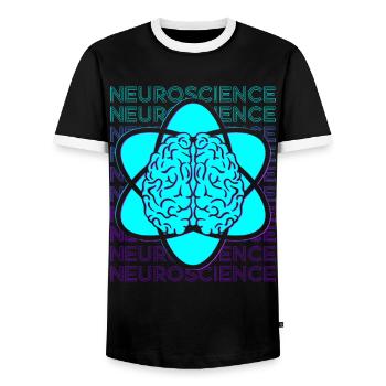 Neuroscience, Neurology, Neurologist, Retro - Men's Ringer Shirt - black/white - Front - AI Model Female 172 light (172cm) & AI Model Male 178 light (178cm)