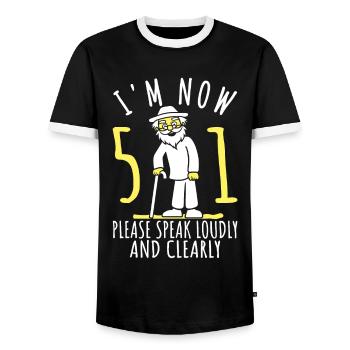 51st birthday 51st 51st I am now 51 years old - Men's Ringer Shirt - black/white - Front - AI Model Female 172 light (172cm) & AI Model Male 178 light (178cm)