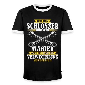 I'm a locksmith and not a magician - Men's Ringer Shirt - black/white - Front - AI Model Female 172 light (172cm) & AI Model Male 178 light (178cm)