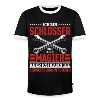 I'm a locksmith and not a magician - Men's Ringer Shirt - black/white - Front - AI Model Female 172 light (172cm) & AI Model Male 178 light (178cm)