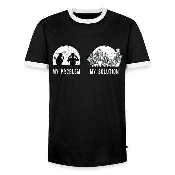 Succulents Lover My Problem My Pictogram Dad Mom - Männer Kontrast-T-Shirt - Schwarz/Weiß - Vorne - AI Model Female 172 light (172cm) & AI Model Male 178 light (178cm)