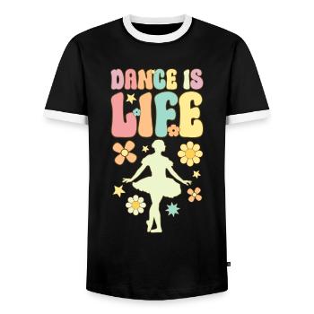 Dance Is Life Groovy Ballet Dance Dancer Baller - Men's Ringer Shirt - black/white - Front - AI Model Female 172 light (172cm) & AI Model Male 178 light (178cm)