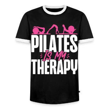 Pilates Instructor Teacher Pilates - Men's Ringer Shirt - black/white - Front - AI Model Female 172 light (172cm) & AI Model Male 178 light (178cm)