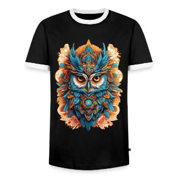 Eule Spirituelles Mandala Tier Traumfänger Design - Männer Kontrast-T-Shirt - Schwarz/Weiß - Vorne - AI Model Female 172 light (172cm) & AI Model Male 178 light (178cm)