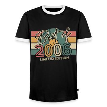 Best Of 2006 - Vintage 2006 Birthday Gift - Men's Ringer Shirt - black/white - Front - AI Model Female 172 light (172cm) & AI Model Male 178 light (178cm)