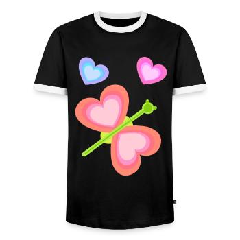 Bébé Tout-petit Printemps Papillon Coeurs Années 80 - T-shirt contrasté Homme - noir/blanc - Devant - AI Model Female 172 light (172cm) & AI Model Male 178 light (178cm)