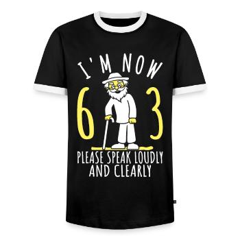 63. Geburtstag 63er 63ter Ich bin jetzt 63 Jahre - Männer Kontrast-T-Shirt - Schwarz/Weiß - Vorne - AI Model Female 172 light (172cm) & AI Model Male 178 light (178cm)