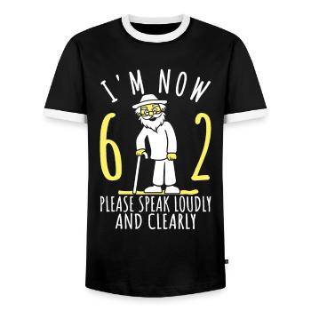 62. Geburtstag 62er 62ter Ich bin jetzt 62 Jahre - Männer Kontrast-T-Shirt - Schwarz/Weiß - Vorne - AI Model Female 172 light (172cm) & AI Model Male 178 light (178cm)