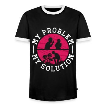 Monster Lover My Problem My Pictogram Mom Dad - Männer Kontrast-T-Shirt - Schwarz/Weiß - Vorne - AI Model Female 172 light (172cm) & AI Model Male 178 light (178cm)