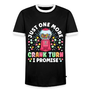 Funny chewing gum machine - Men's Ringer Shirt - black/white - Front - AI Model Female 172 light (172cm) & AI Model Male 178 light (178cm)