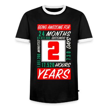 Enfants 2 Ans Anniversaire Mois Heures - T-shirt contrasté Homme - noir/blanc - Devant - AI Model Female 172 light (172cm) & AI Model Male 178 light (178cm)