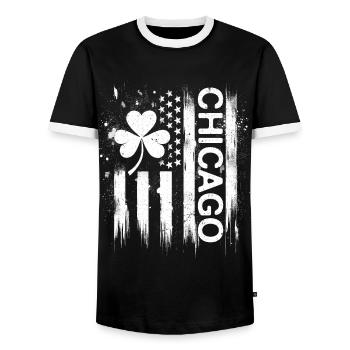 Drapeau des États-Unis Chicago St. Patrick’s Day - T-shirt contrasté Homme - noir/blanc - Devant - AI Model Female 172 light (172cm) & AI Model Male 178 light (178cm)