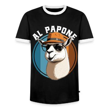 Al Papone lustiges Vatertagsgeschenk - Männer Kontrast-T-Shirt - Schwarz/Weiß - Vorne - AI Model Female 172 light (172cm) & AI Model Male 178 light (178cm)