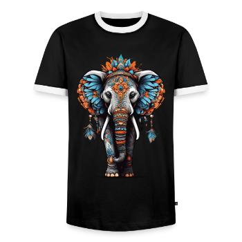 Elefant Spirituelles Mandala Traumfänger Design - Männer Kontrast-T-Shirt - Schwarz/Weiß - Vorne - AI Model Female 172 light (172cm) & AI Model Male 178 light (178cm)
