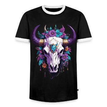 Spirituelles Mandala Totemtier Skull Design - Männer Kontrast-T-Shirt - Schwarz/Weiß - Vorne - AI Model Female 172 light (172cm) & AI Model Male 178 light (178cm)