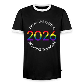 Gay Pride 2026 Mariage Mariage gay - T-shirt contrasté Homme - noir/blanc - Devant - AI Model Female 172 light (172cm) & AI Model Male 178 light (178cm)