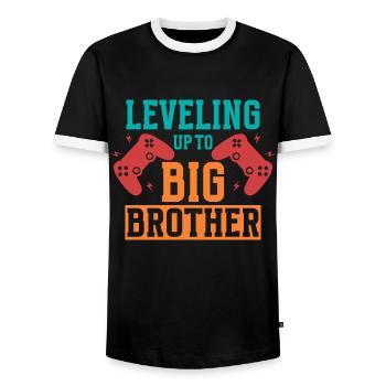 Big Brother Video Gamer New Brother Gaming - Men's Ringer Shirt - black/white - Front - AI Model Female 172 light (172cm) & AI Model Male 178 light (178cm)