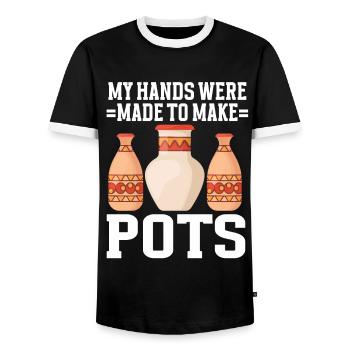 Artiste céramiste poterie d’argile - T-shirt contrasté Homme - noir/blanc - Devant - AI Model Female 172 light (172cm) & AI Model Male 178 light (178cm)