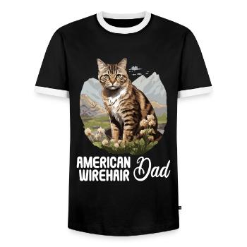 Cat Cats American Wirehair - Men's Ringer Shirt - black/white - Front - AI Model Female 172 light (172cm) & AI Model Male 178 light (178cm)