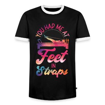 Instructeur de Pilates Professeur - T-shirt contrasté Homme - noir/blanc - Devant - AI Model Female 172 light (172cm) & AI Model Male 178 light (178cm)