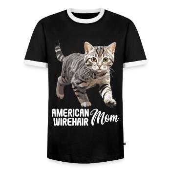Cat Cats American Wirehair - Men's Ringer Shirt - black/white - Front - AI Model Female 172 light (172cm) & AI Model Male 178 light (178cm)