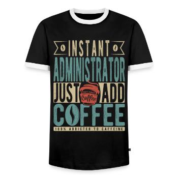 Sofortiger Administrator: Fügen Sie einfach Kaffee hinzu - Männer Kontrast-T-Shirt - Schwarz/Weiß - Vorne - AI Model Female 172 light (172cm) & AI Model Male 178 light (178cm)