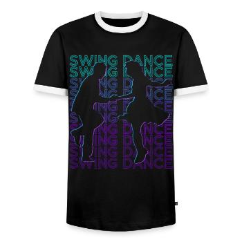 Swing Dance Dancing Swing Dancer Retro - Men's Ringer Shirt - black/white - Front - AI Model Female 172 light (172cm) & AI Model Male 178 light (178cm)