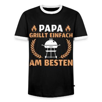 Vatertag Grillen Papa - Männer Kontrast-T-Shirt - Schwarz/Weiß - Vorne - AI Model Female 172 light (172cm) & AI Model Male 178 light (178cm)