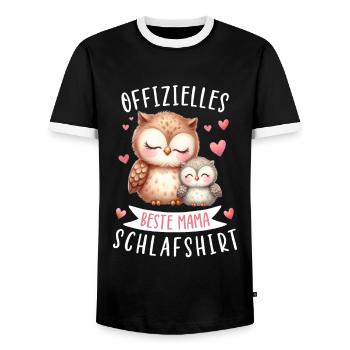 Official Best Mom Sleep Shirt Owl - Men's Ringer Shirt - black/white - Front - AI Model Female 172 light (172cm) & AI Model Male 178 light (178cm)