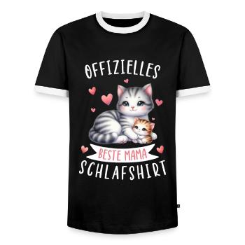 Official Best Mom Sleep Shirt Cat - Men's Ringer Shirt - black/white - Front - AI Model Female 172 light (172cm) & AI Model Male 178 light (178cm)