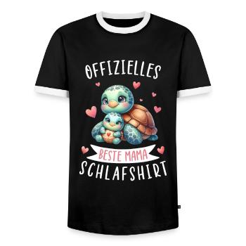 Official Best Mom Sleep Shirt Turtle - Men's Ringer Shirt - black/white - Front - AI Model Female 172 light (172cm) & AI Model Male 178 light (178cm)