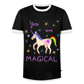 Licorne mignonne Licornes magiques Rainbow Girl - T-shirt contrasté Homme - noir/blanc - Devant - AI Model Female 172 light (172cm) & AI Model Male 178 light (178cm)
