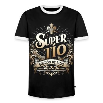 Super Oncle Édition Deluxe - T-shirt contrasté Homme - noir/blanc - Devant - AI Model Female 172 light (172cm) & AI Model Male 178 light (178cm)