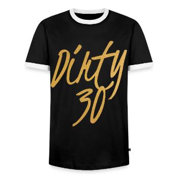 Dirty 30 30e anniversaire - T-shirt contrasté Homme - noir/blanc - Devant - AI Model Female 172 light (172cm) & AI Model Male 178 light (178cm)