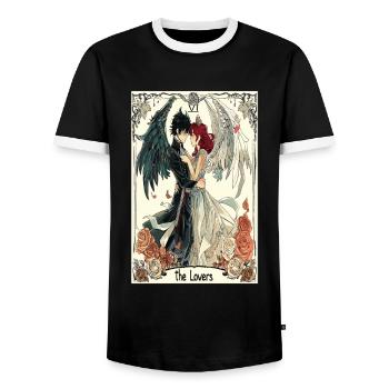 Tarotkarte Hexerei Okkult Anime Goth - Männer Kontrast-T-Shirt - Schwarz/Weiß - Vorne - AI Model Female 172 light (172cm) & AI Model Male 178 light (178cm)
