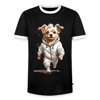 Dog Streetwear Aesthetic Fitness Running Design - Men's Ringer Shirt - black/white - Front - AI Model Female 172 light (172cm) & AI Model Male 178 light (178cm)