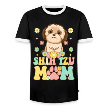 Shih Tzu Mom Dog Lover Dog Mom - Men's Ringer Shirt - black/white - Front - AI Model Female 172 light (172cm) & AI Model Male 178 light (178cm)